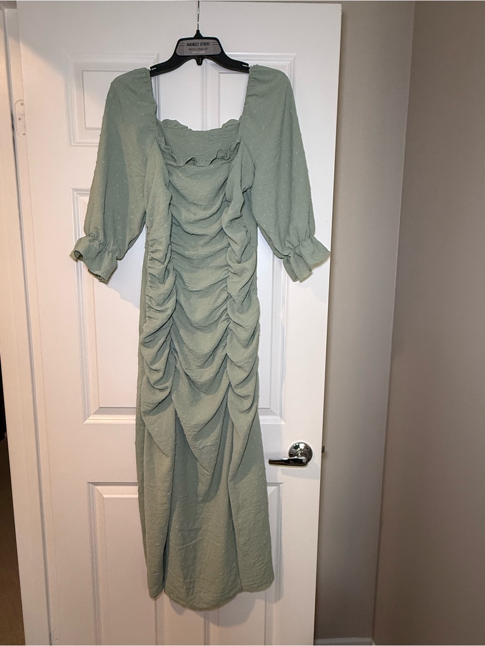 SHEIN Sage Green Ruched Midi Dress - Size M